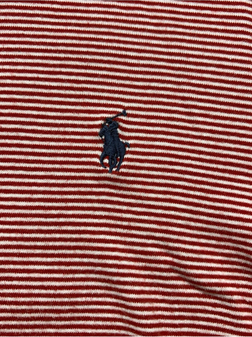 Ralph Lauren Red and White Striped Tee with Navy Logo Tag - Picture 2 of 6